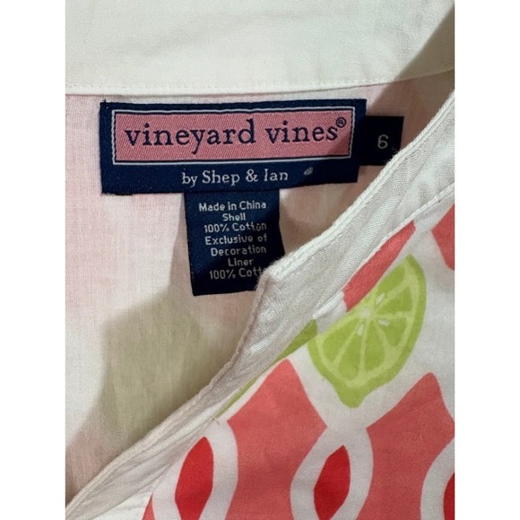 Vineyard Vines Womens 3/4 Sleeve Cotton Shift Dress Citrus Print Size 6 - Picture 3 of 7